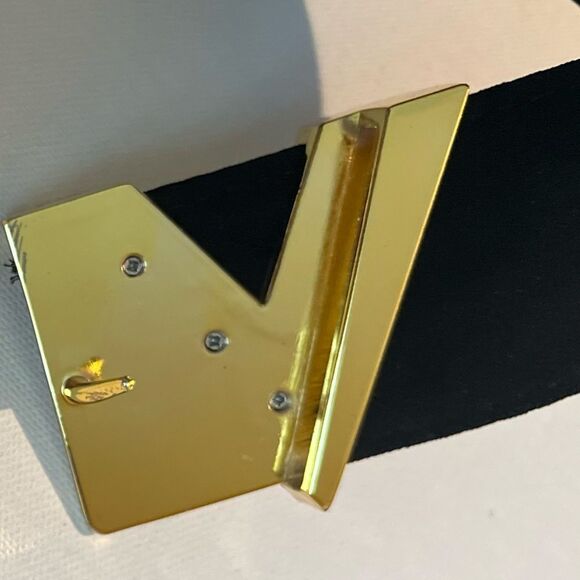 Louis Vuitton Black Fabric Belt from Coat - V-Buckle Gold Hardware - Picture 5 of 6